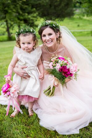 Blush and Gold Flower Girl Dress With Petticoat