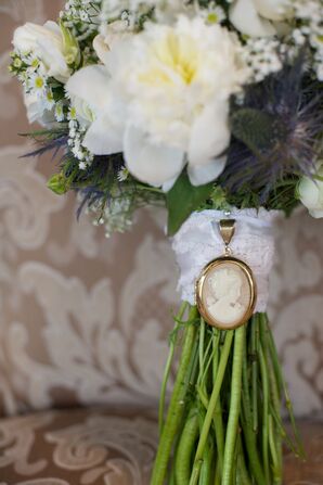 Antique Brooch and Wedding Dress Bouquet Wrap