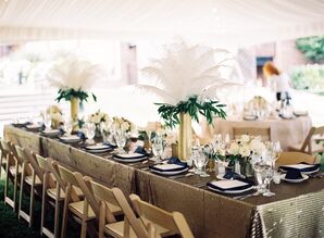 Art Deco White Feather Centerpeices