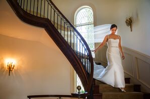 Amsale Strapless White Wedding Dress