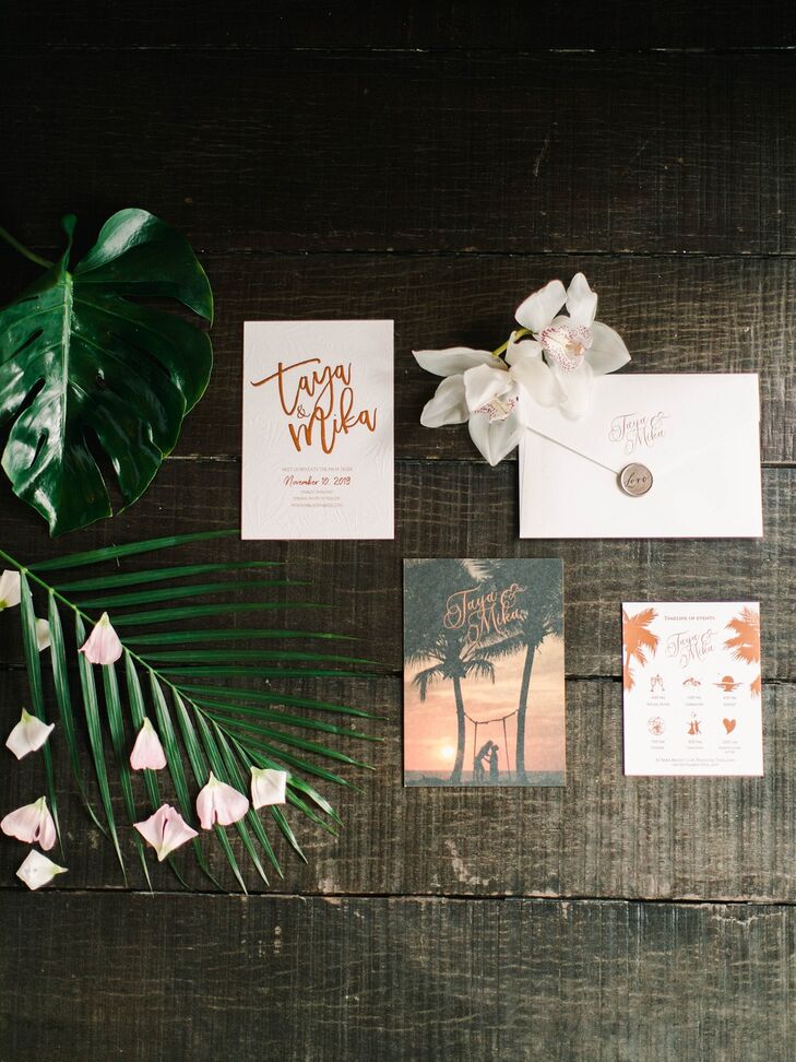 Tropical, Modern Invitations and Paper Goods with Calligraphy