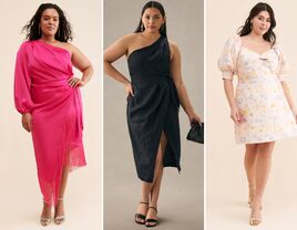 Three plus-size wedding guest dresses