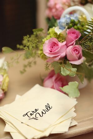 Custom Black Script Cocktail Napkins