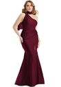 Dessy Group Scarf Neck One-Shoulder Stretch Satin Mermaid Dress with Slight Train - CS109 One Shoulder Bridesmaid Dress - thumbnail - 1