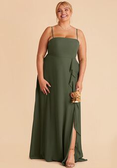 Birdy Grey Winnie Chiffon Dress in Olive Strapless Bridesmaid Dress