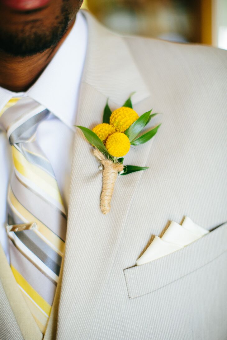 Niager opted for a vibrant billy ball boutonniere that popped against his champagne-colored suit.