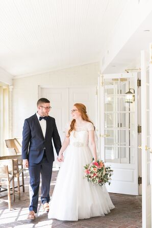 Vintage-Inspired A-Line Gown with Lace Illusion Neckline