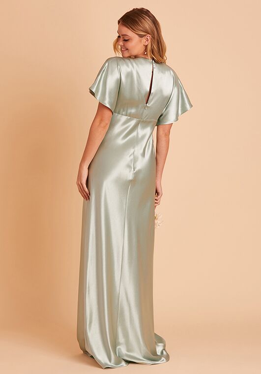 Birdy Grey Jesse Dress in Satin Sage V-Neck Bridesmaid Dress - 6