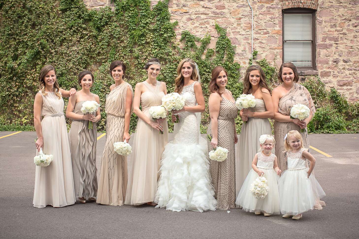 mismatched champagne bridesmaid dresses