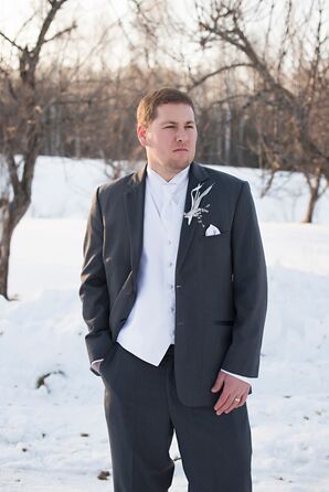 Groom in a Gray Suit and Silver Vest