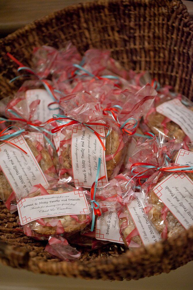 Guests walked away with packages of delectable cookies as wedding favors.