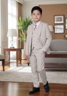 BLACKTIE "Liam" Sand Suit (5-Piece Set) Flower Girl Dress and Ring Bearer Outfit