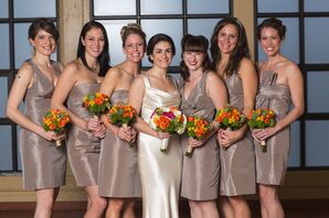 Bridal Party in Taupe Dresses