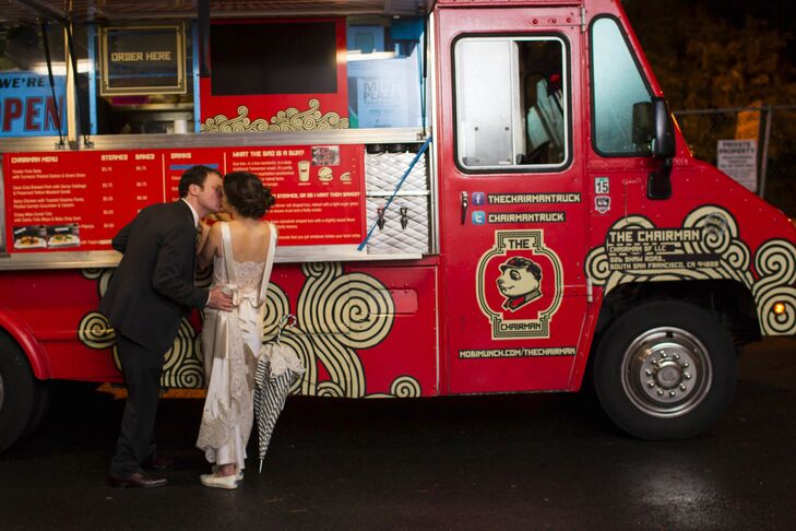 Bride and Groom Order at Food Truck