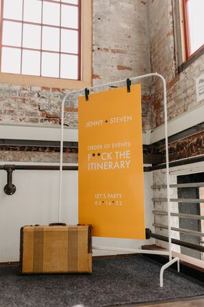 Funny Reception Sign on Lack of Itinerary Inspired by Wes Anderson Movies, Bright Yellow