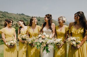 Yellow Bridesmaid Dresses and Wildflower Bouquets