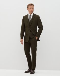 Suit Shop Men's Olive Green Suit Tuxedo
