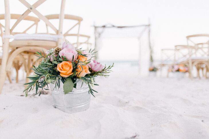 Natural Rose and Greens Beach Aisle Decor