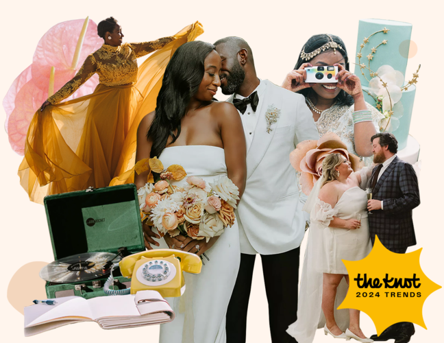 Collage of top 2024 wedding trends