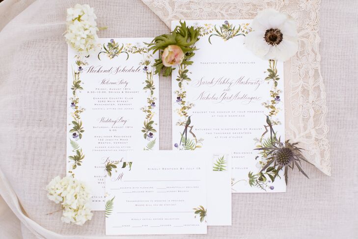 Illustrated, Garden-Inspired Wedding Invitations