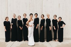 Black Three-Quarter-Length Sleeve Bridesmaid Dresses