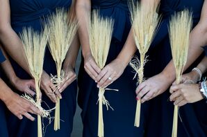 Nontraditional Wheat Groomsmaid Bouquets