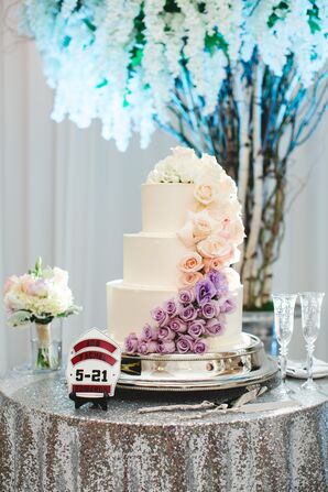 Buttercream Wedding Cake with Cascading Flowers