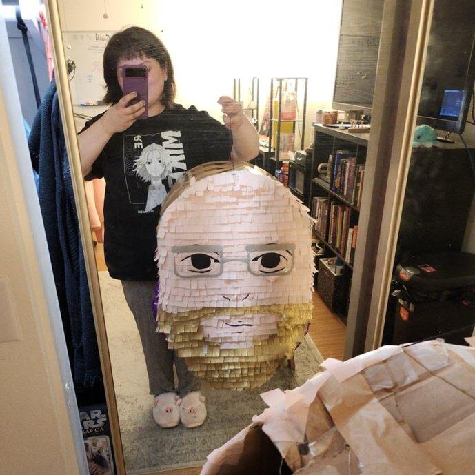 Picture of Katie makes Sam a pinata for his birthday