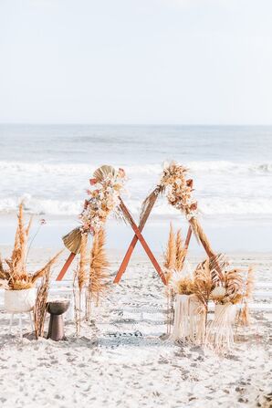 Boho-Chic Wedding Altar Arch for Beach Wedding in Ocean City, New Jersey