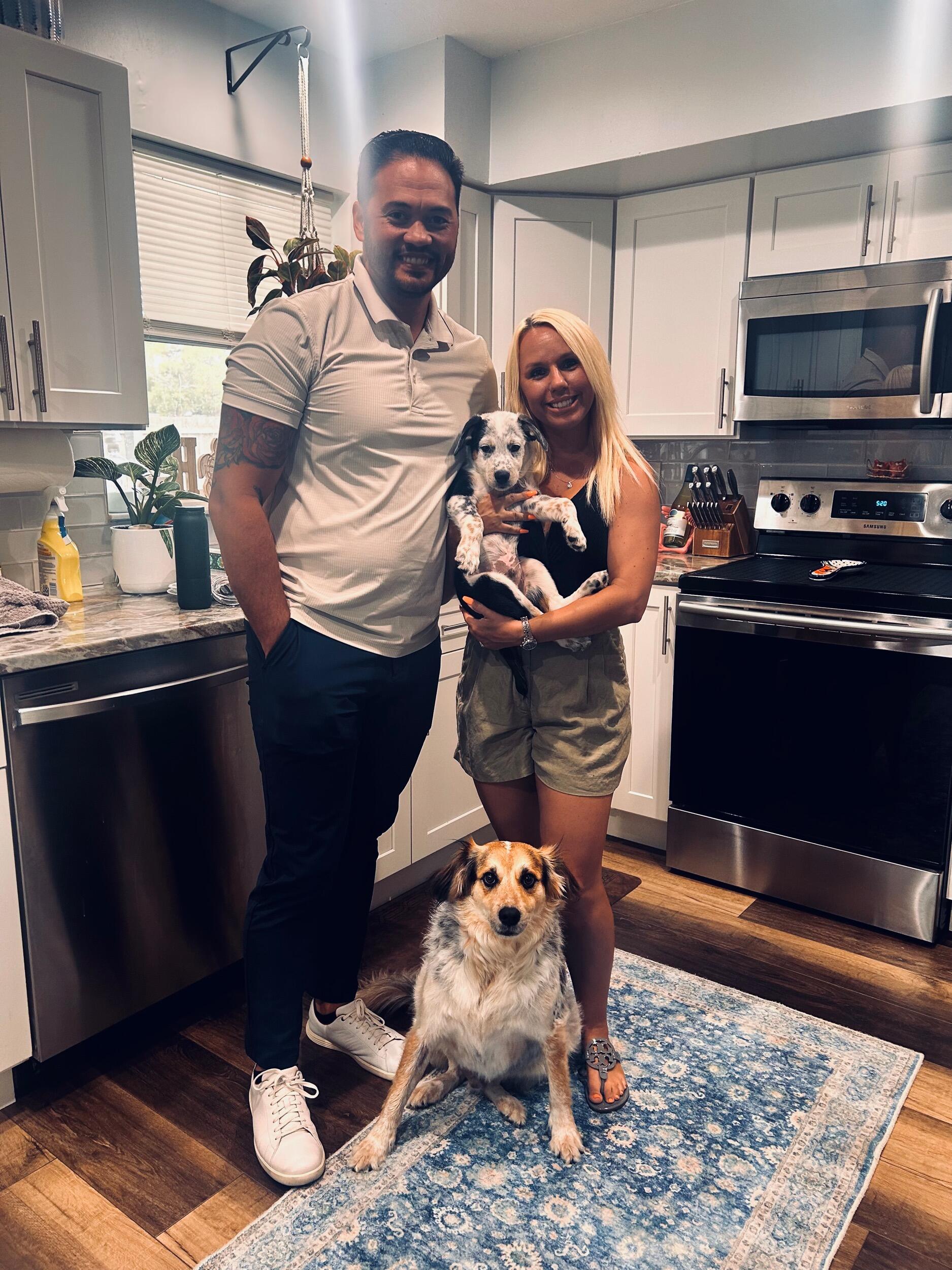 Our completed family! We only had Baron for eight days. This was right before we went to dinner for Tom's birthday. 