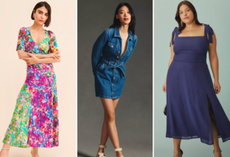 Collage of bridal shower guest dresses. 
