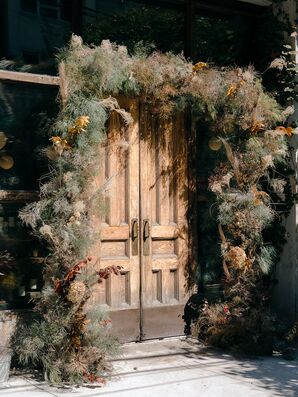 Boho Dried Flowers on Door at Brooklyn Winery in New York