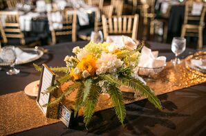 Flower Centerpiece With Fern Accents