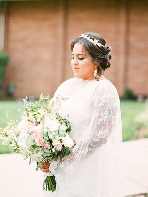 Bride Wearing Cape and Crown for Wedding in Cherry Hill, New Jersey
