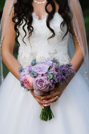 Bridal Bouquet with Roses, Peonies and Lavender