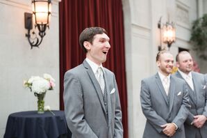 Light Gray Suit With Striped Tie