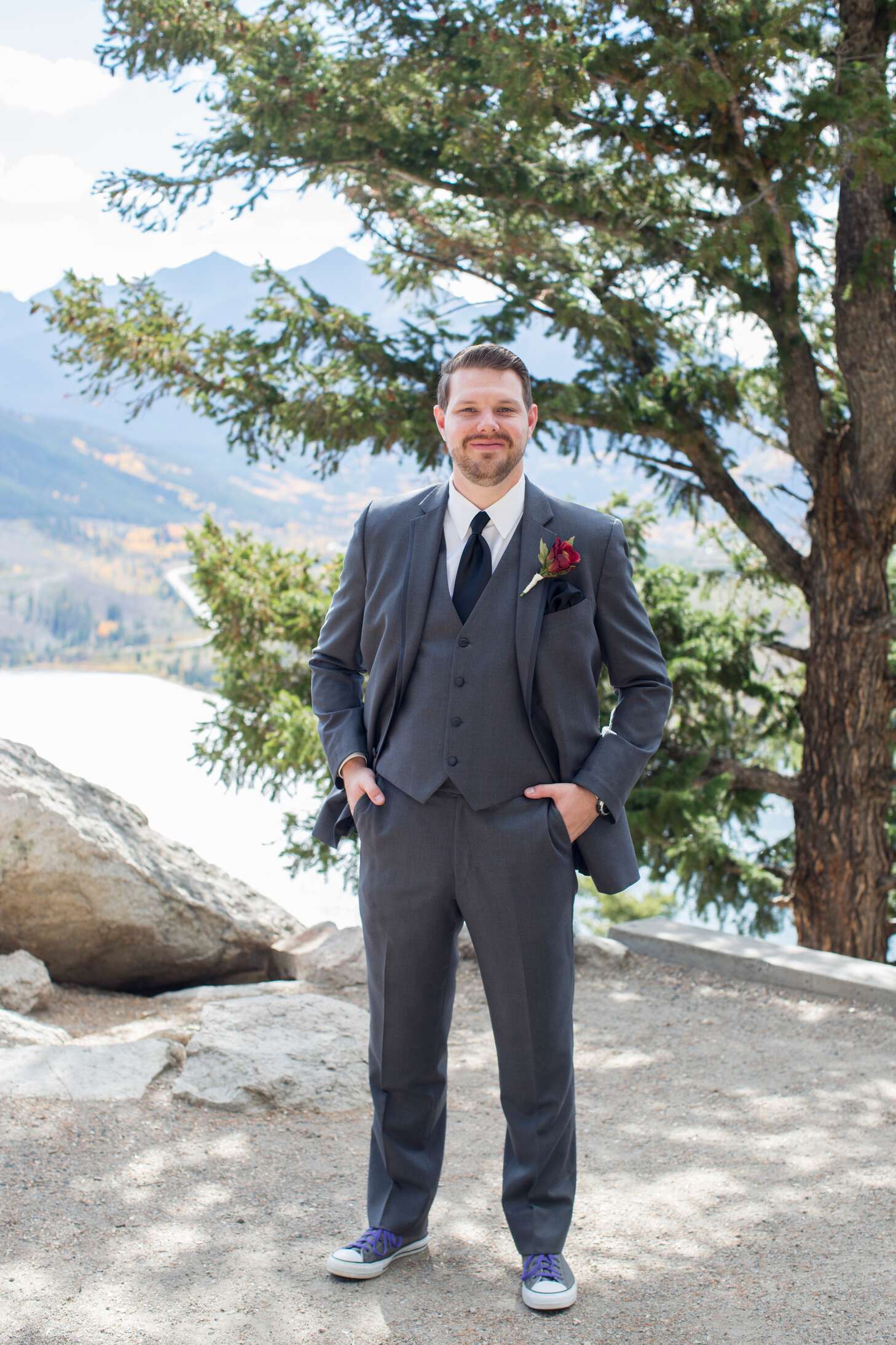 Gray Three-Piece Suits with Gray Converse