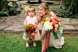 Pink Flower Girl Dress, Lush Bouquet