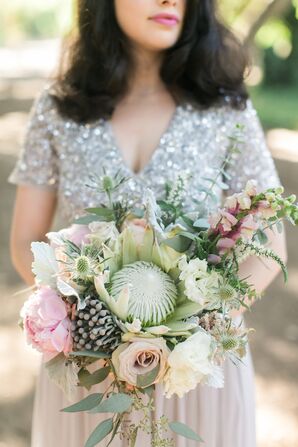 Bohemian Protea, Thistle and Eucalyptus Bouquet