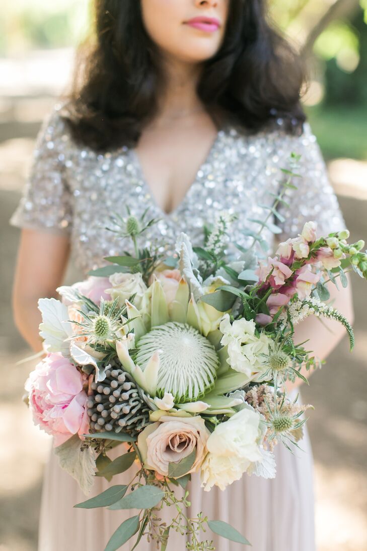 Bohemian Protea, Thistle and Eucalyptus Bouquet