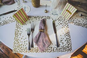 Gold Sparkly Place Mat With Napkin