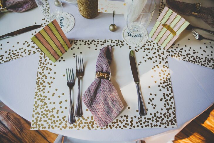 Gold Sparkly Place Mat With Napkin