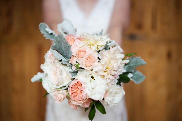 Peony, Rose and Dusty Miller Bouquet