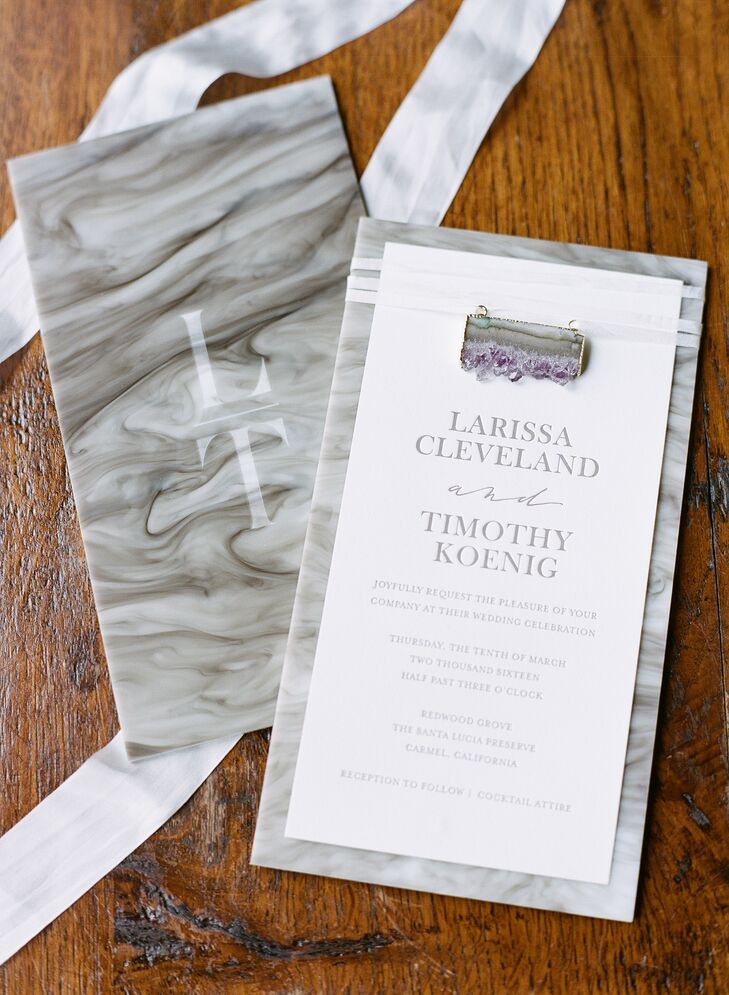 Gray and White Marbled Wedding Invitations