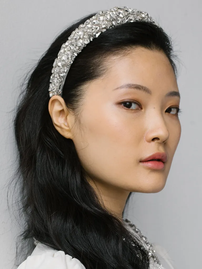 Crystal embellished silver bridal headband