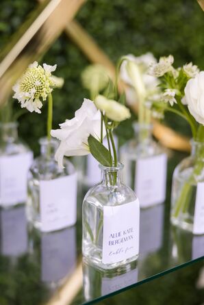 Bud Vase Escort Cards With Fresh Flowers