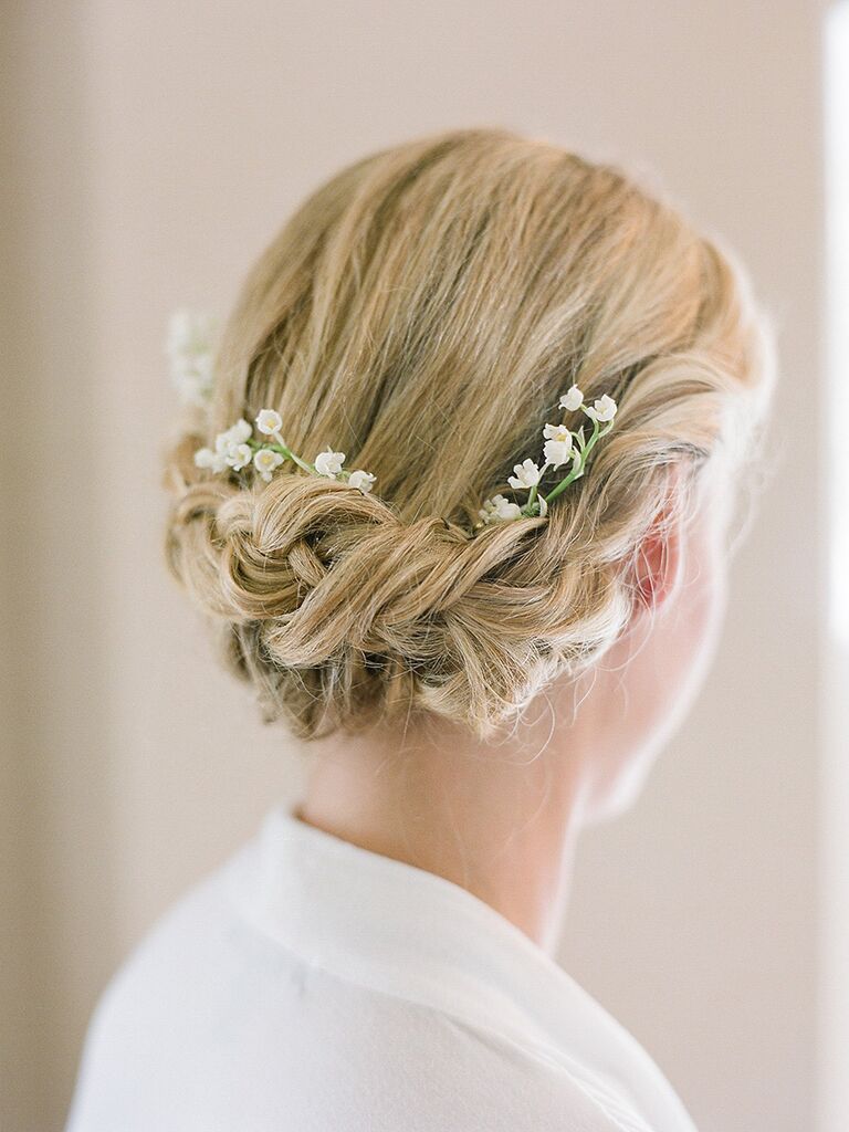 Braided halo wedding updo