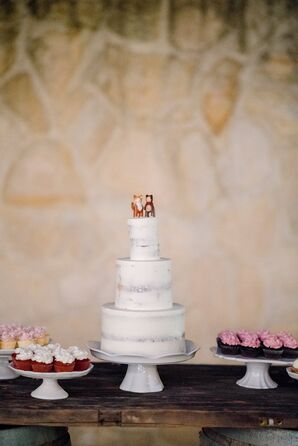 Classic Naked Cake with Bear and Fox Cake Topper