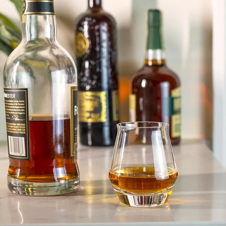 Sleek curved whiskey tumbler crystal anniversary gift