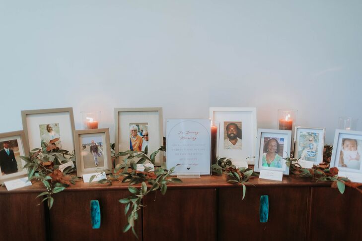 Table of Remembrance for Family Members Who Have Passed Away at Wedding